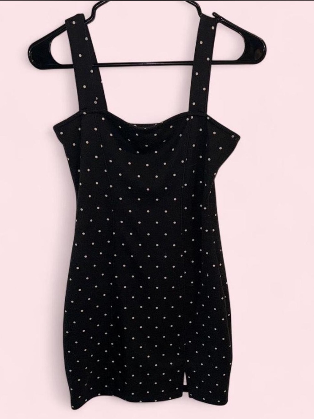 Divided Black Dress with White Polka Dots